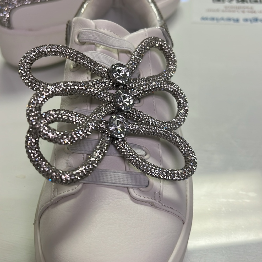 Stylish White women's Shoes with Glitter Accents
